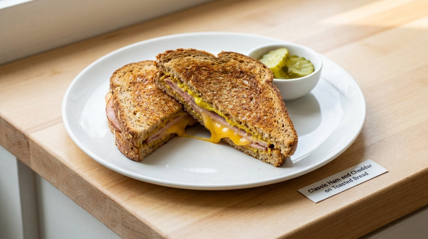 Classic Ham and Cheddar on Toasted Bread