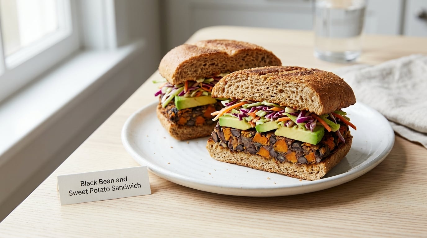 Black Bean and Sweet Potato Sandwich