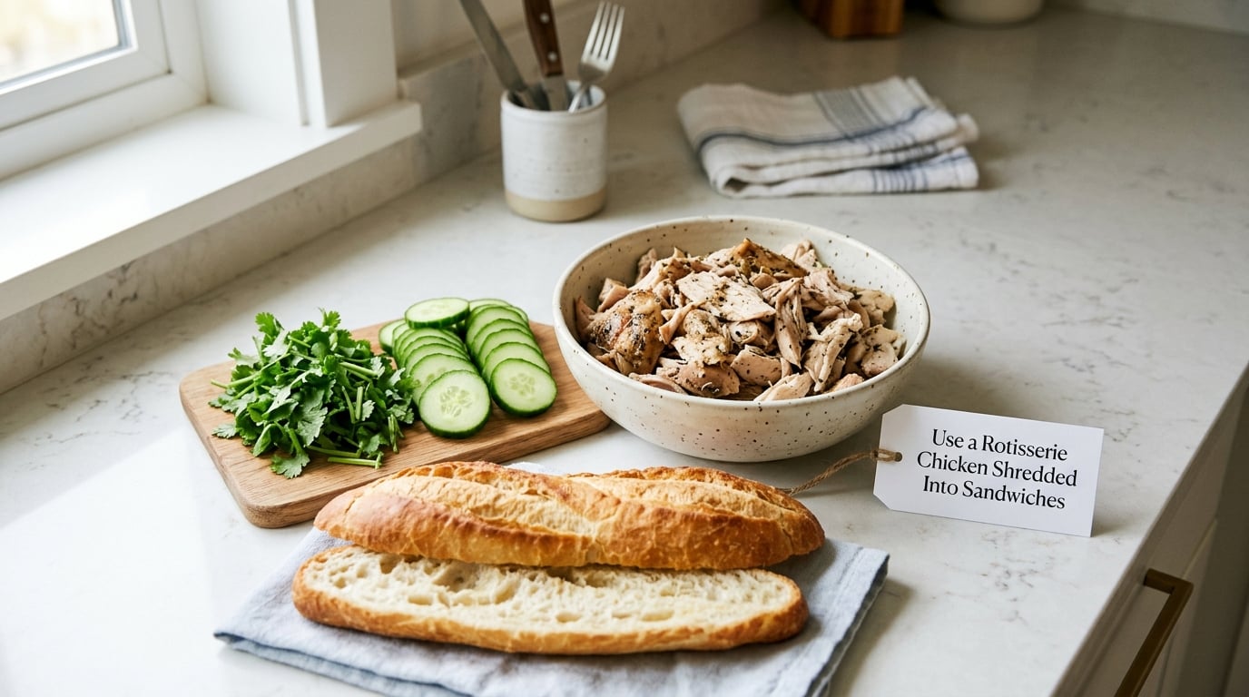 Use a Rotisserie Chicken Shredded Into Sandwiches