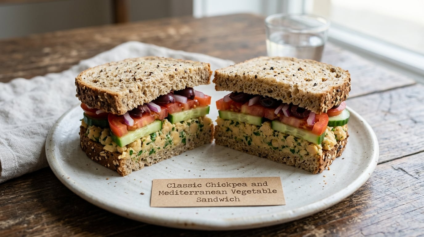 Classic Chickpea and Mediterranean Vegetable Sandwich