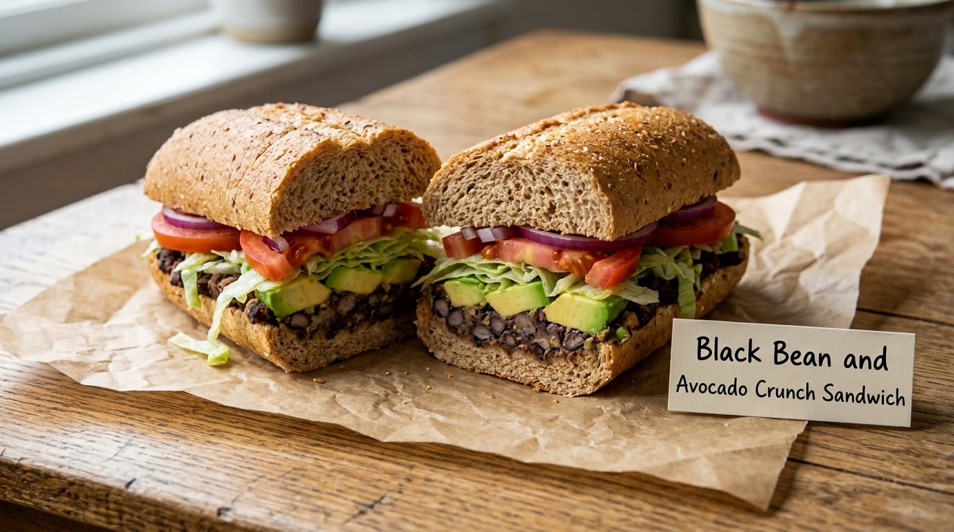 Black Bean and Avocado Crunch Sandwich