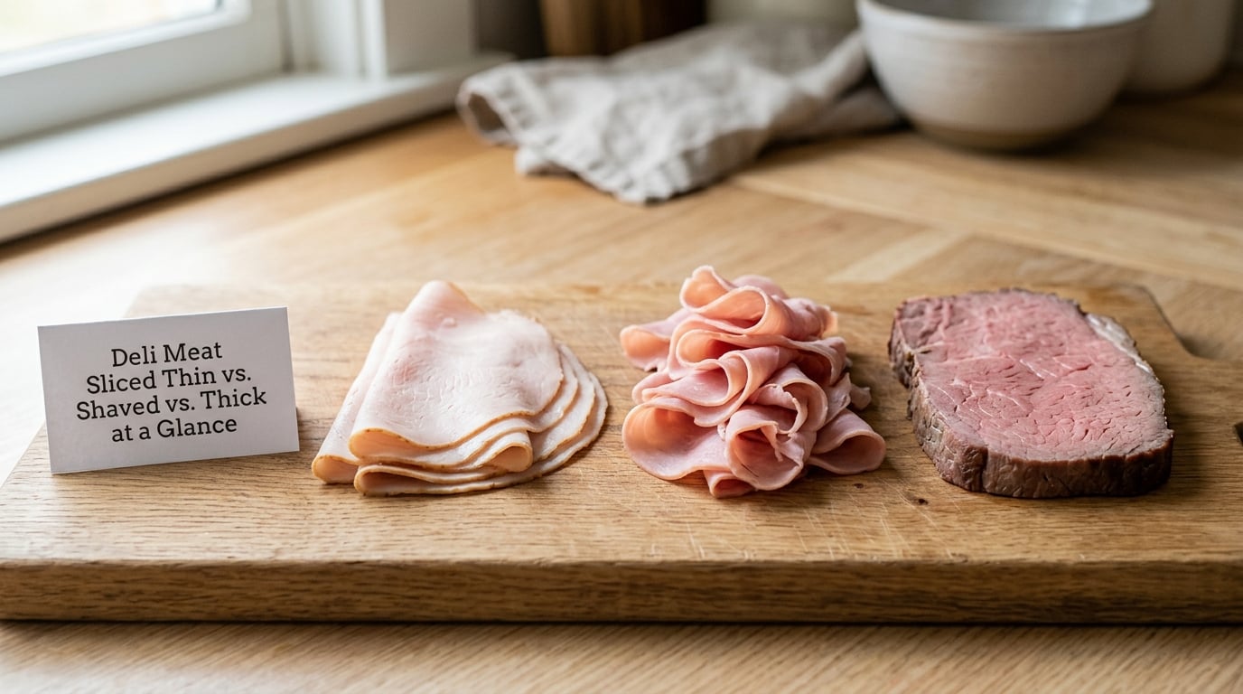 Deli Meat Sliced Thin vs. Shaved vs. Thick at a Glance