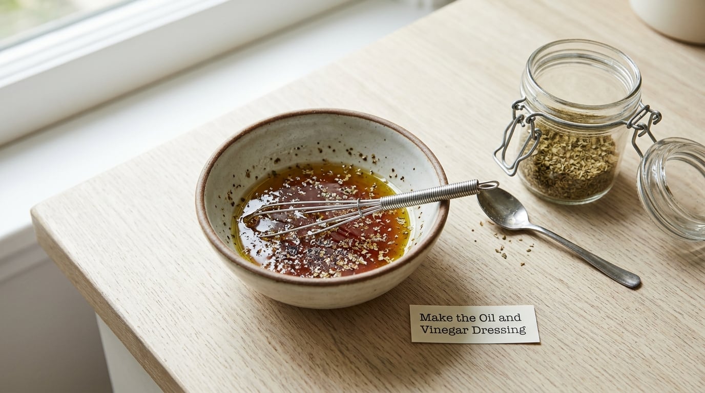 Make the Oil and Vinegar Dressing