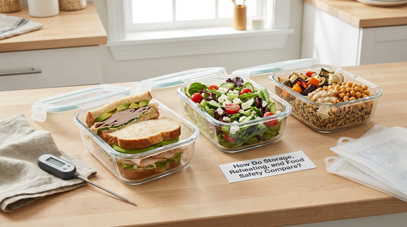 How Do Storage, Reheating, and Food Safety Compare?