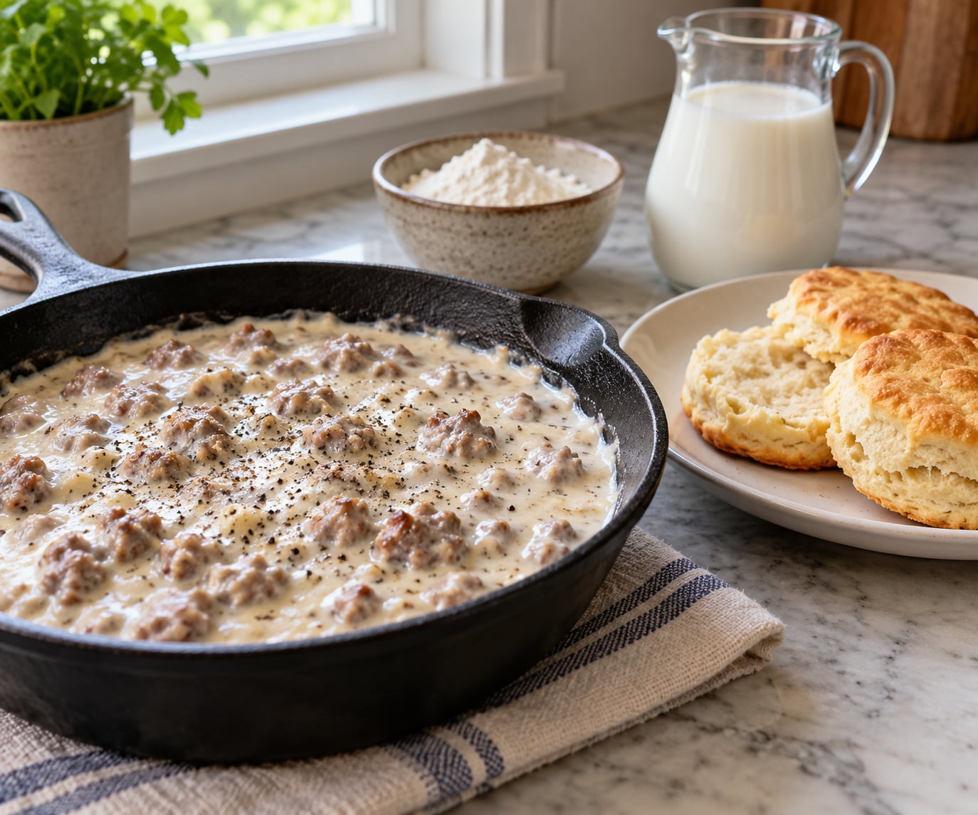 how to make sausage gravy for biscuits