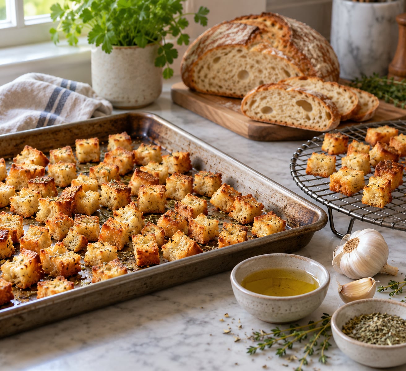how to make homemade croutons from leftover bread