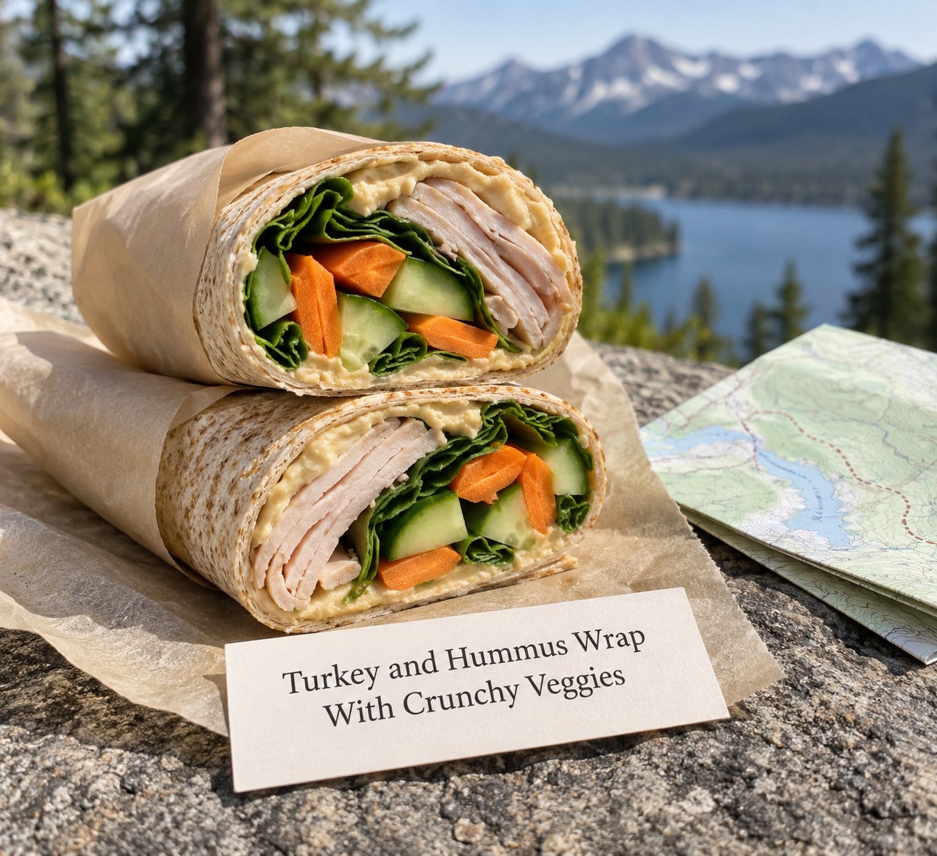 Turkey and Hummus Wrap With Crunchy Veggies