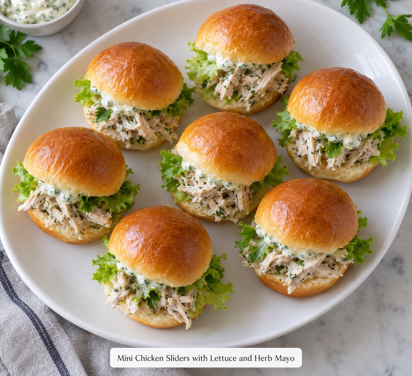 Mini Chicken Sliders with Lettuce and Herb Mayo