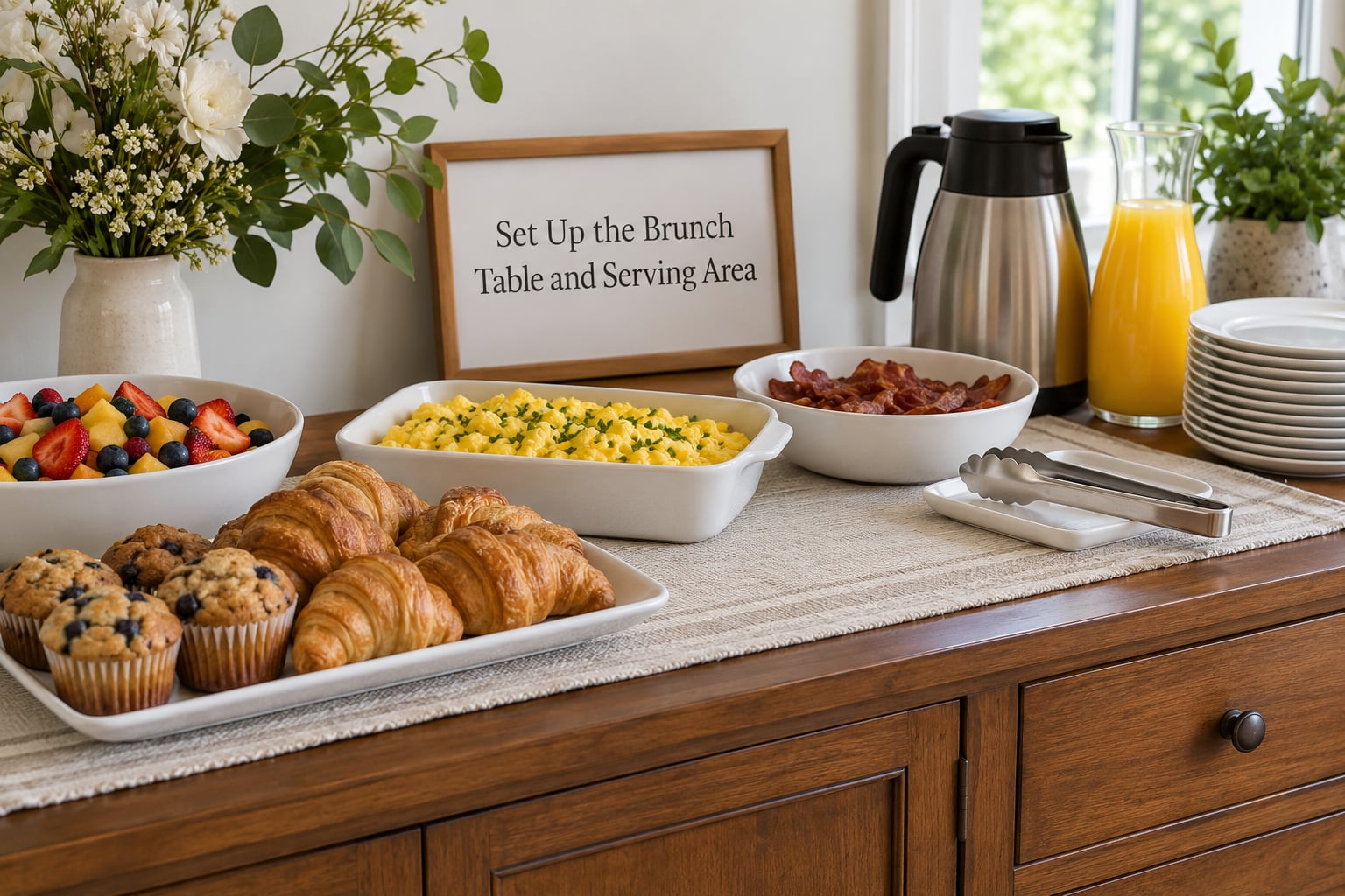 Set Up the Brunch Table and Serving Area
