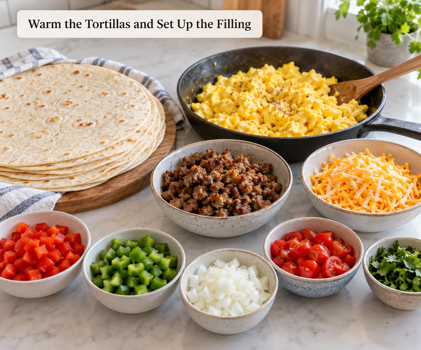 Warm the Tortillas and Set Up the Filling
