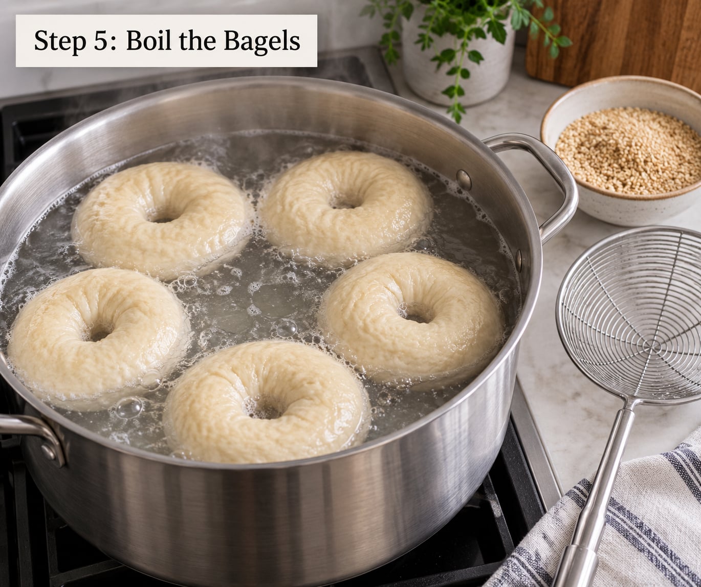 Step 5: Boil the Bagels