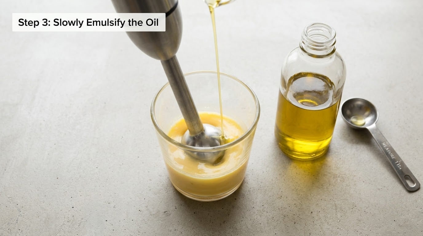 Step 3: Slowly Emulsify the Oil