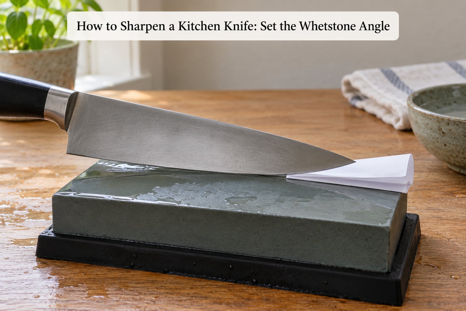 How to Sharpen a Kitchen Knife: Set the Whetstone Angle
