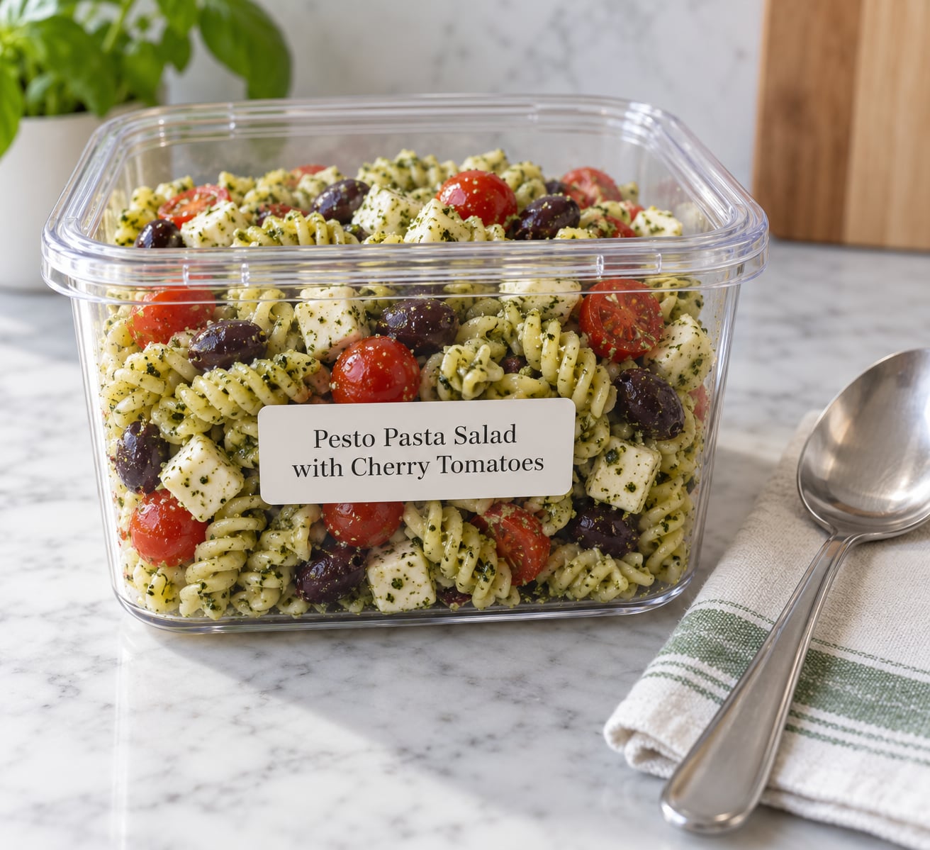 Pesto Pasta Salad with Cherry Tomatoes