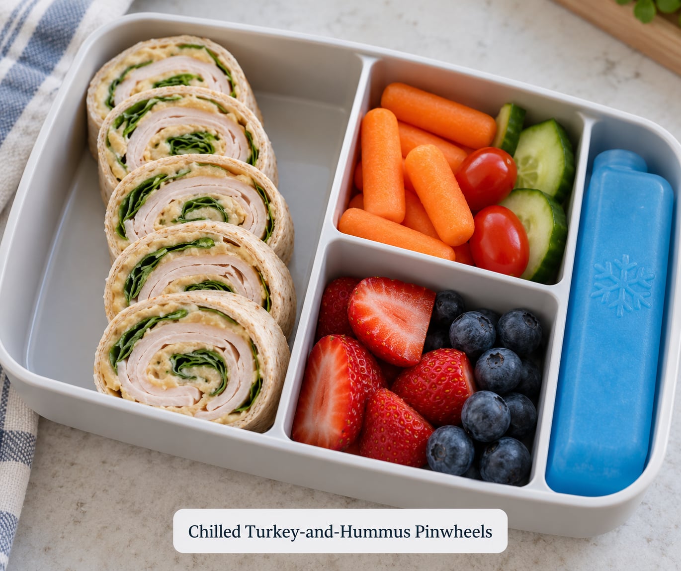 Chilled Turkey-and-Hummus Pinwheels